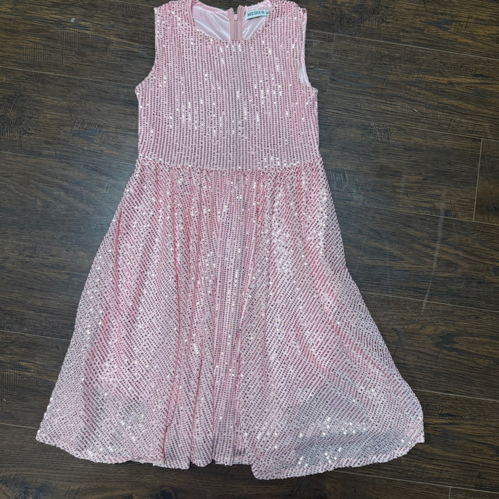 MEBIUS PALE PINK SEQUIN SLEEVELESS DRESS